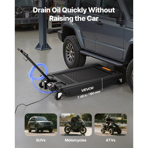 Low Profile Oil Drain Pan 17 Gallon Capacity Rolling Oil Drain Pan
