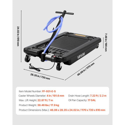 Low Profile Oil Drain Pan 17 Gallon Capacity Rolling Oil Drain Pan
