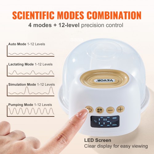 Breast Pump Wearable Electric Breast Pumps Hands Free 4 Mode 12 Levels