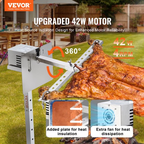 Electric BBQ Rotisserie Grill Kit 46 Inch 90 lbs Capacity Automatic 42W