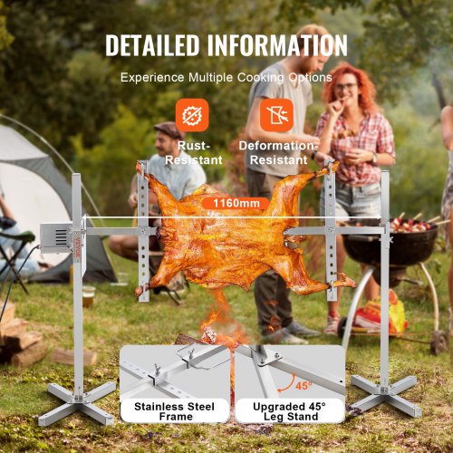 Electric BBQ Rotisserie Grill Kit 46 Inch 90 lbs Capacity Automatic 42W