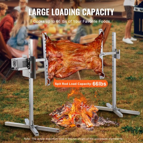 Electric BBQ Rotisserie Grill Kit 46 Inch 132 lbs Capacity Automatic 52W
