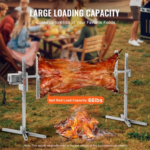 Electric BBQ Rotisserie Grill Kit 56 Inch 132 lbs Capacity Automatic 52W