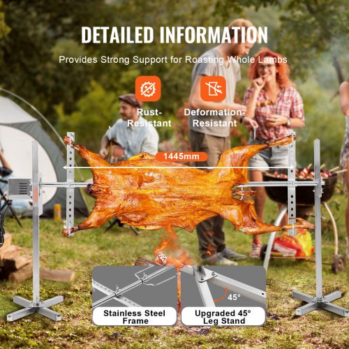 Electric BBQ Rotisserie Grill Kit 56 Inch 132 lbs Capacity Automatic 52W