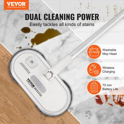 Cordless Electric Mop Up to 70 mins Powerful Battery Electric Spin Mop