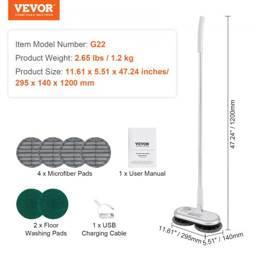 Cordless Electric Mop Up to 70 mins Powerful Battery Electric Spin Mop