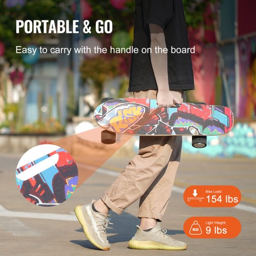 Electric Skateboard with Remote 9.3 Mph Top Speed 5 Miles Max Range