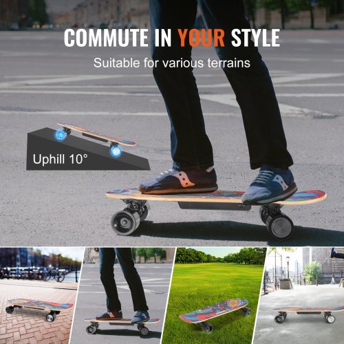 Electric Skateboard with Remote 9.3 Mph Top Speed 5 Miles Max Range