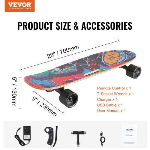 Electric Skateboard with Remote 9.3 Mph Top Speed 5 Miles Max Range