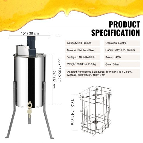Electric Honey Extractor 24 Frames Honey Spinner Extractor Stainless