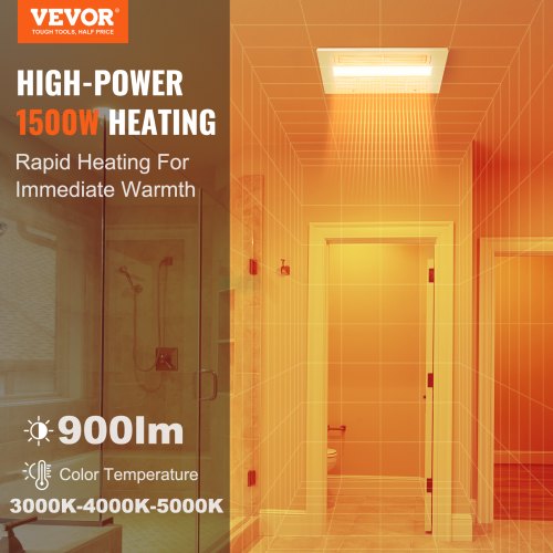 Bathroom Exhaust Fan 1500W Heating 110 CFM HighEfficiency Ventilation