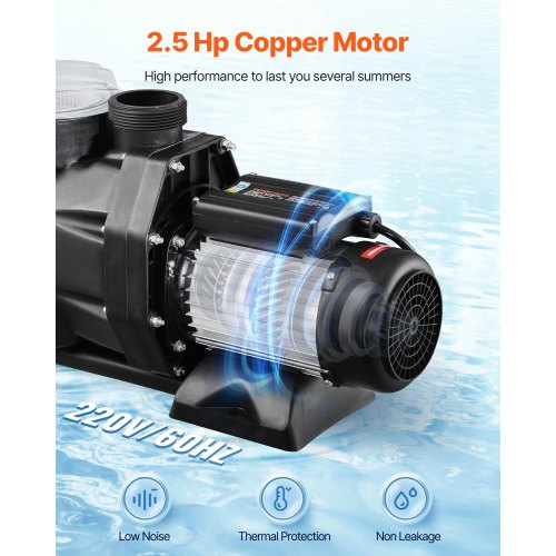 Above Ground Pool Pump 2.5 HP 148 GPM Max Flow Single Speed Swimming Pool