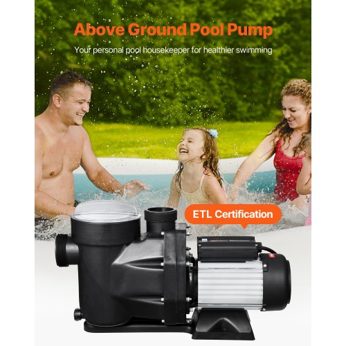 Above Ground Pool Pump 1.5HP 122 GPM Max Flow Single Speed Swimming Pool