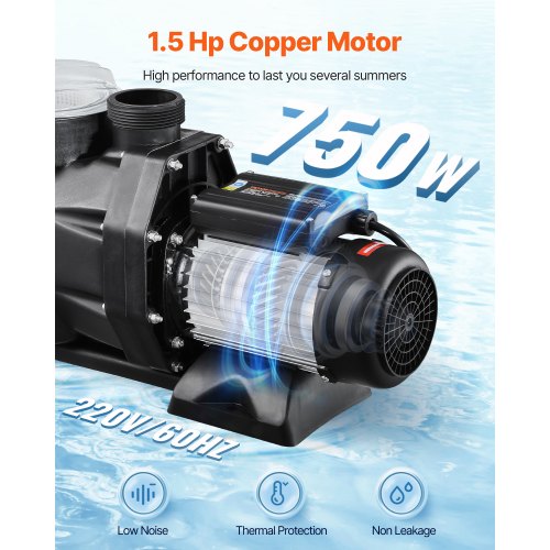Above Ground Pool Pump 1.5HP 122 GPM Max Flow Single Speed Swimming Pool