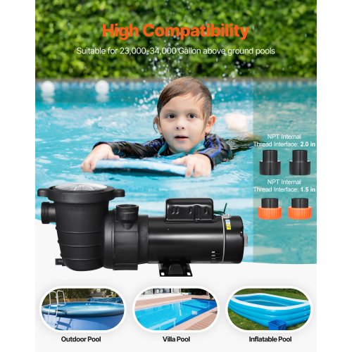 Above Ground Pool Pump 15HP035HP Dual Speed Swimming Pool Pump High