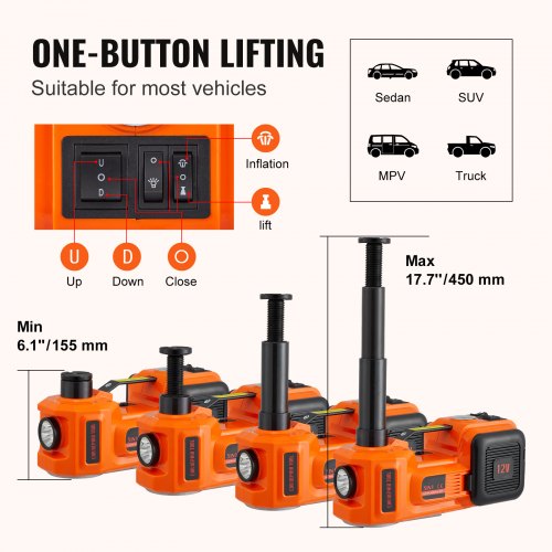 Electric Car Jack 5 Ton11023 LBS Hydraulic Jack with Electric Impact
