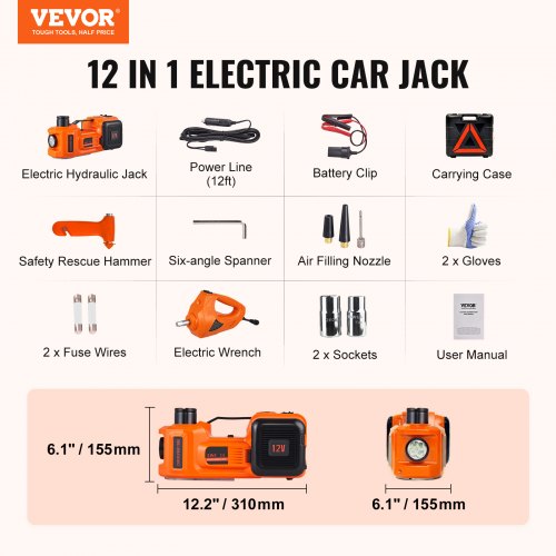 Electric Car Jack 5 Ton11023 LBS Hydraulic Jack with Electric Impact
