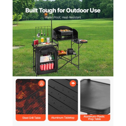 Camping Kitchen Table Outdoor Camp Cooking Table Aluminum Portable Cook