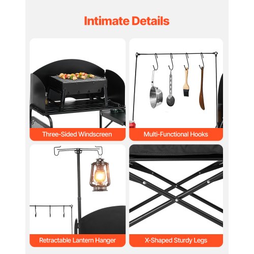 Camping Kitchen Table Outdoor Camp Cooking Table Aluminum Portable Cook