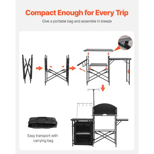 Camping Kitchen Table Outdoor Camp Cooking Table Aluminum Portable Cook