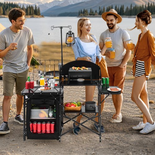 Camping Kitchen Table Outdoor Camp Cooking Table Aluminum Portable Cook