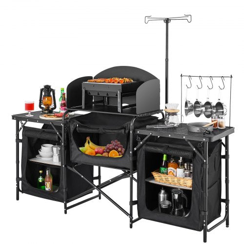 Camping Kitchen Table Outdoor Camp Cooking Table Aluminum Portable Cook
