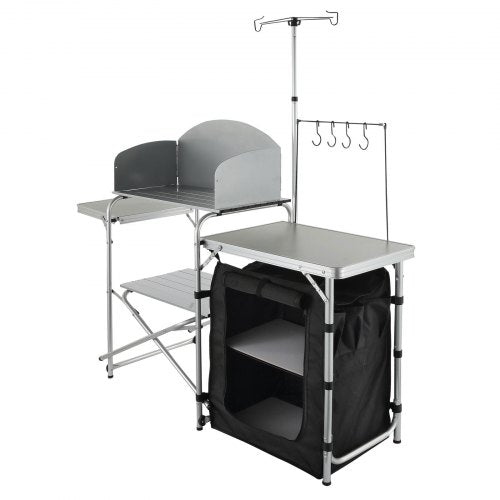 Camping Kitchen Table Folding Outdoor Cooking Table with Storage Carrying