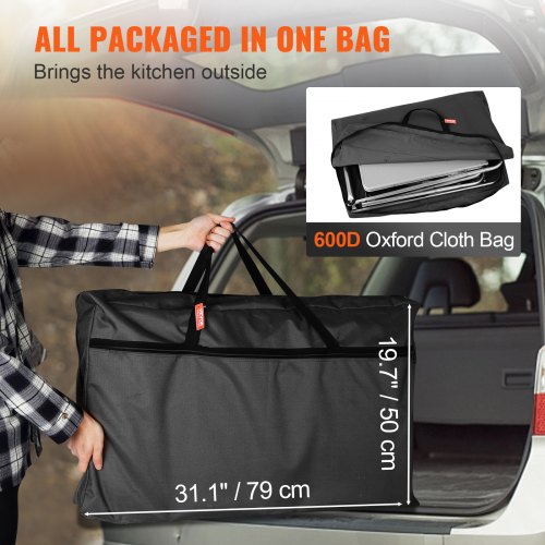 Camping Kitchen Table Folding Outdoor Cooking Table with Storage Carrying