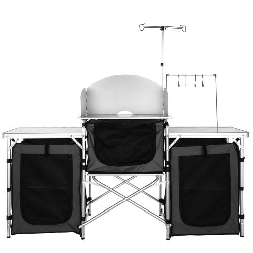 Camping Kitchen Table Folding Outdoor Cooking Table with Storage Carrying