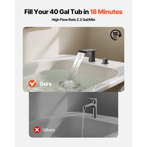 Roman Tub Faucet 3 Hole Waterfall Bathtub Faucet Roman Bathtub Faucets Set