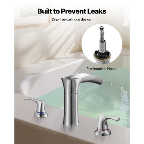 Roman Tub Faucet 3 Hole Waterfall Bathtub Faucet Zinc Alloy Bath Tubs