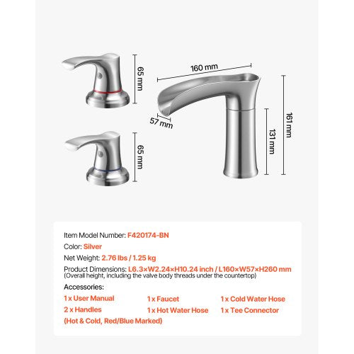 Roman Tub Faucet 3 Hole Waterfall Bathtub Faucet Zinc Alloy Bath Tubs
