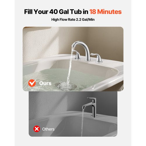 Roman Tub Faucet 3 Hole Waterfall Bathtub Faucet Gooseneck Bath Tubs