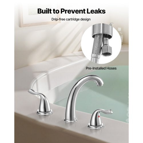 Roman Tub Faucet 3 Hole Waterfall Bathtub Faucet Gooseneck Bath Tubs