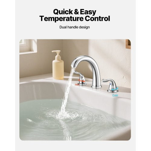 Roman Tub Faucet 3 Hole Waterfall Bathtub Faucet Gooseneck Bath Tubs