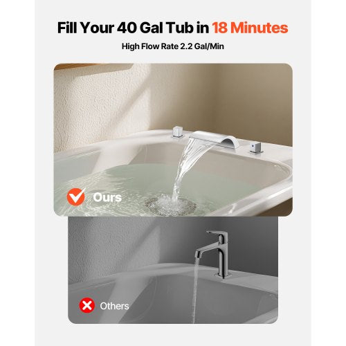 Roman Tub Faucet 3 Hole Waterfall Bathtub Faucet Bath Tubs Faucets Set