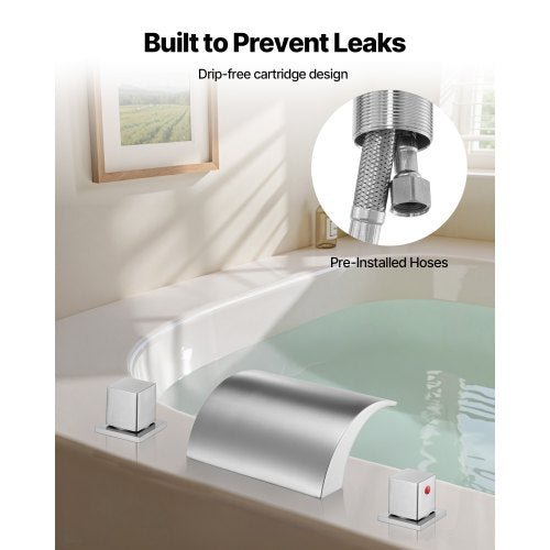 Roman Tub Faucet 3 Hole Waterfall Bathtub Faucet Bath Tubs Faucets Set
