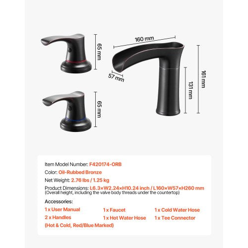 Roman Tub Faucet 3 Hole Waterfall Bathtub Faucet Zinc Alloy Bath Tubs