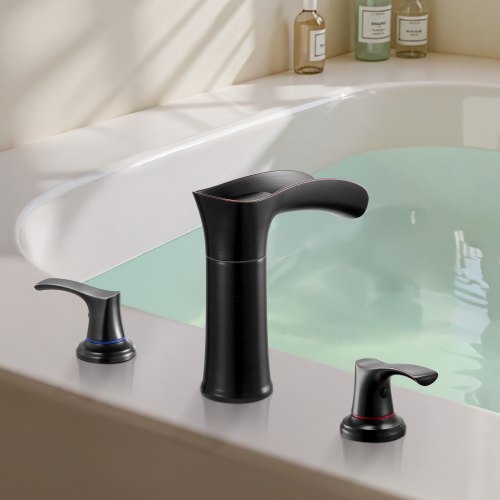 Roman Tub Faucet 3 Hole Waterfall Bathtub Faucet Zinc Alloy Bath Tubs