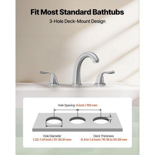 Roman Tub Faucet 3 Hole Waterfall Bathtub Faucet Gooseneck Bath Tubs