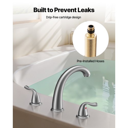 Roman Tub Faucet 3 Hole Waterfall Bathtub Faucet Gooseneck Bath Tubs