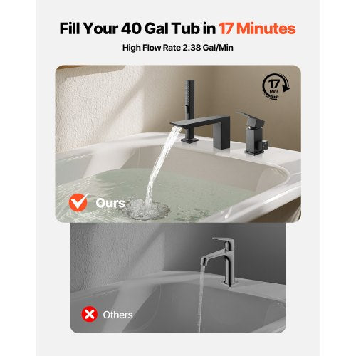 Roman Tub Faucet 3 Hole Waterfall Bathtub Faucet Roman Bathtub Faucets Set