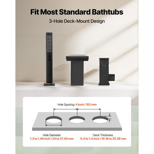 Roman Tub Faucet 3 Hole Waterfall Bathtub Faucet Roman Bathtub Faucets Set