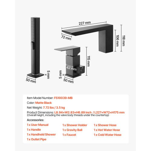 Roman Tub Faucet 3 Hole Waterfall Bathtub Faucet Roman Bathtub Faucets Set
