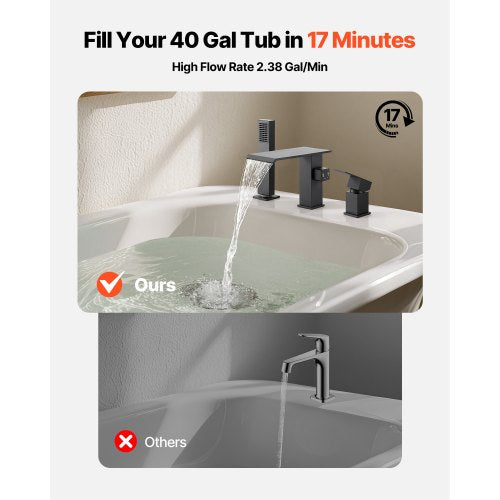 Roman Tub Faucet 3 Hole Waterfall Bathtub Faucet Roman Bathtub Faucets Set