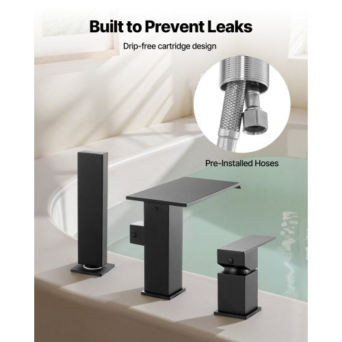 Roman Tub Faucet 3 Hole Waterfall Bathtub Faucet Roman Bathtub Faucets Set