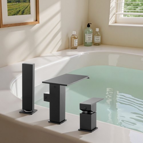 Roman Tub Faucet 3 Hole Waterfall Bathtub Faucet Roman Bathtub Faucets Set