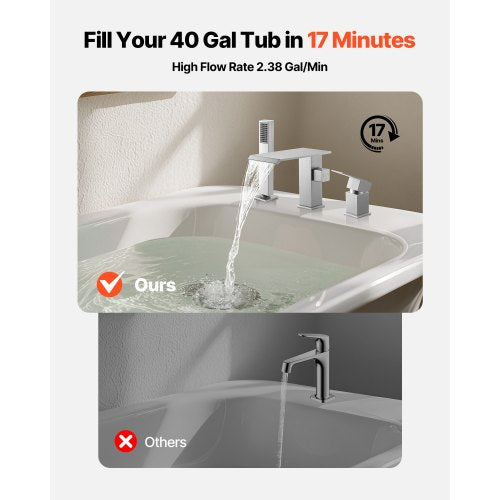 Roman Tub Faucet 3 Hole Waterfall Bathtub Faucet Roman Bathtub Faucets Set