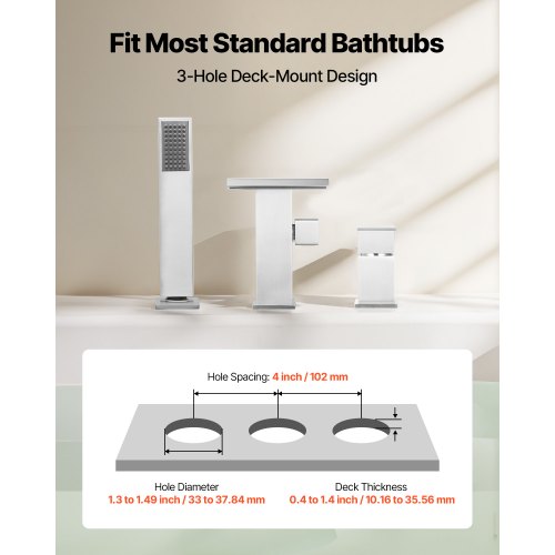 Roman Tub Faucet 3 Hole Waterfall Bathtub Faucet Roman Bathtub Faucets Set