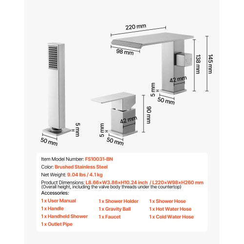 Roman Tub Faucet 3 Hole Waterfall Bathtub Faucet Roman Bathtub Faucets Set